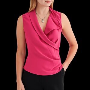 🆕🏷️ Armani Collezioni Silk Sleeveless Blouse in Fuchsia 🇮🇹 Italian made.